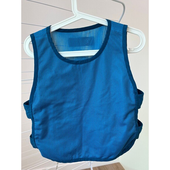 Tora Co Ltd Blue Vest Zipper Kangaroo Pouch Side Kook and Loop Closure Japan - Picture 11 of 12